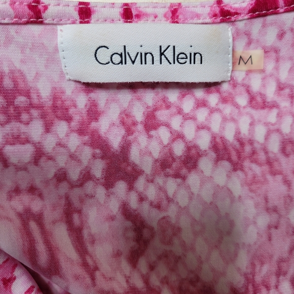 33. CALVIN KLEIN Women's Pink Animal Print Cowl Neck Sleeveless Top Size M - Picture 3 of 5